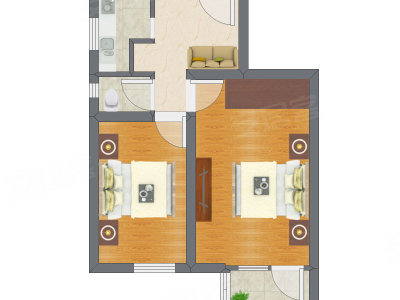 2室1厅 47.60平米户型图