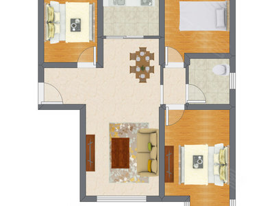 3室2厅 90.70平米