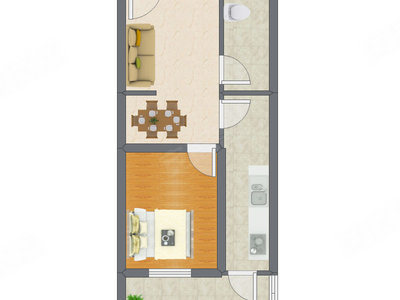 1室1厅 50.08平米户型图