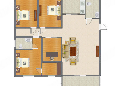 4室2厅 140.57平米户型图