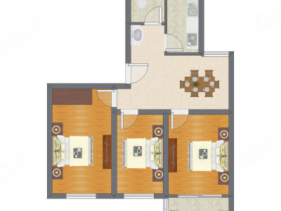 3室2厅 85.76平米
