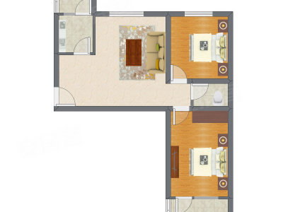 2室1厅 76.80平米户型图