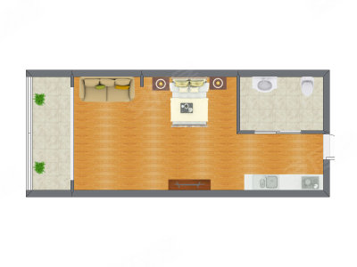 1室1厅 54.80平米户型图