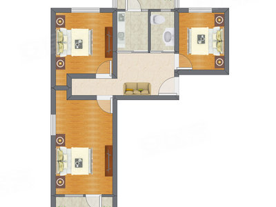 3室1厅 76.61平米