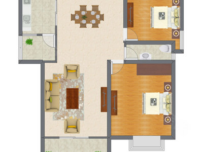 2室2厅 80.12平米