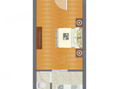 1室0厅 31.48平米户型图