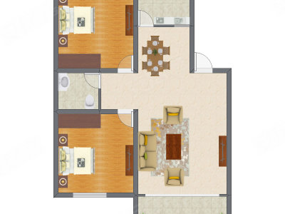 2室2厅 82.94平米户型图