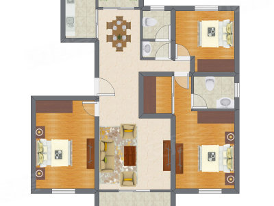 3室2厅 83.69平米