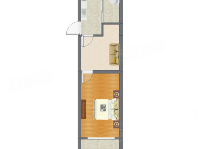 1室1厅 44.17平米户型图