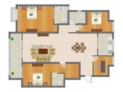 4室2厅 169.00平米户型图