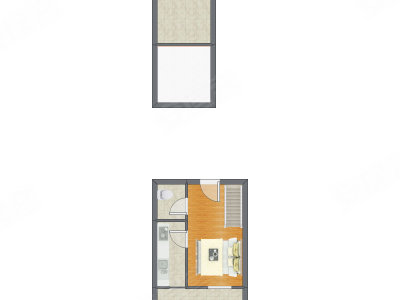 1室1厅 38.90平米户型图