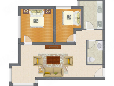 2室2厅 80.25平米户型图