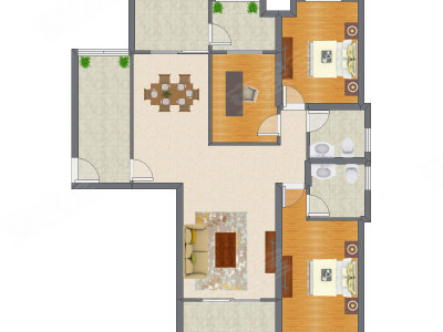3室2厅 150.10平米