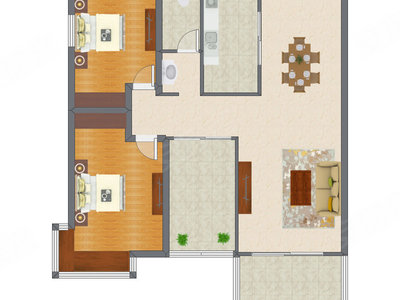 2室2厅 95.23平米户型图