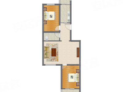 2室1厅 95.51平米户型图