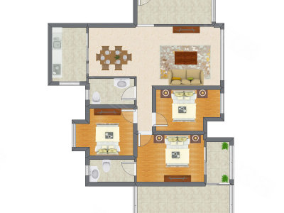 3室2厅 100.32平米