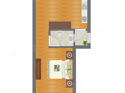 1室1厅 22.47平米
