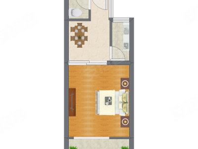 1室2厅 41.35平米户型图