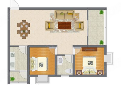 2室2厅 72.36平米
