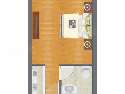 1室0厅 18.62平米户型图