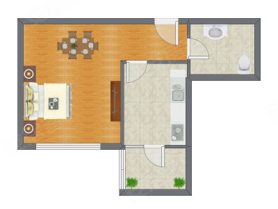 1室0厅 51.83平米户型图