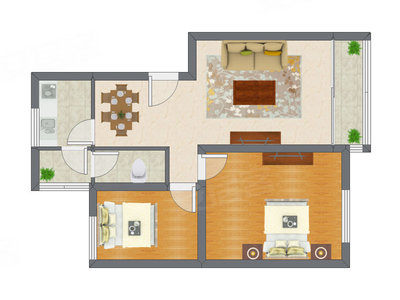 2室2厅 74.80平米户型图