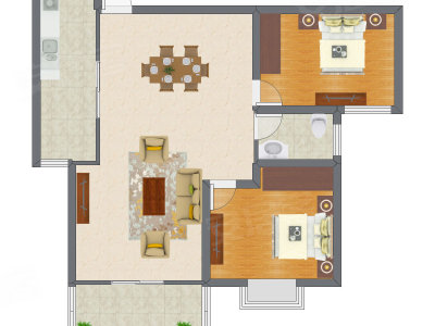 2室2厅 79.94平米户型图