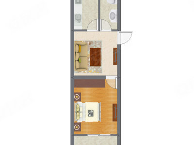 1室1厅 32.53平米户型图