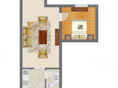1室1厅 58.70平米户型图