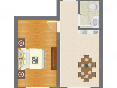 1室1厅 41.76平米户型图