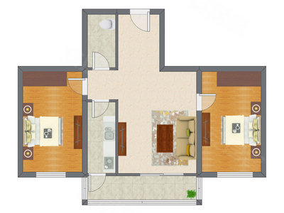 2室1厅 97.64平米户型图
