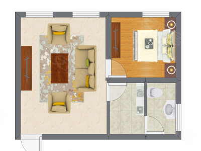 1室1厅 56.11平米户型图