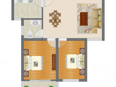 2室2厅 90.60平米户型图