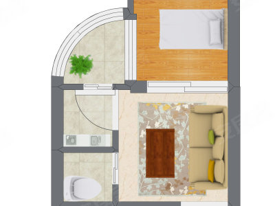 1室1厅 23.55平米户型图