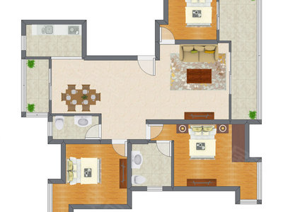 3室2厅 138.17平米户型图