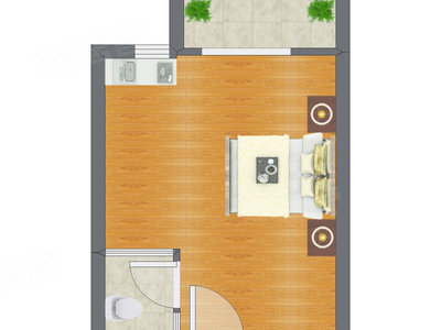 1室0厅 41.50平米户型图