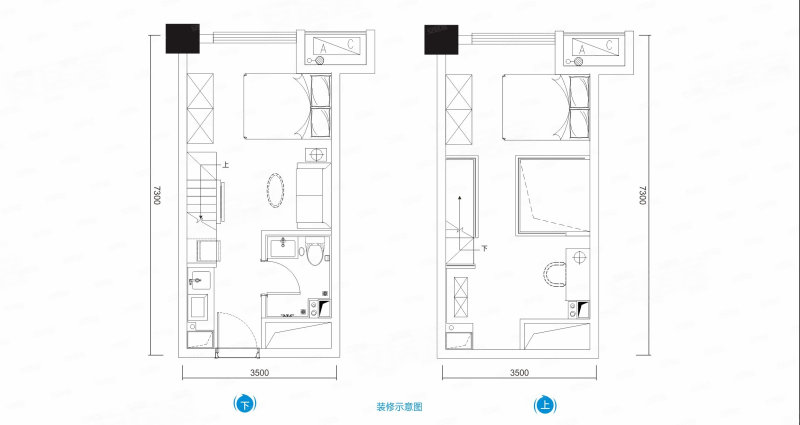 中天星耀中心2室1厅1卫34㎡西北31万