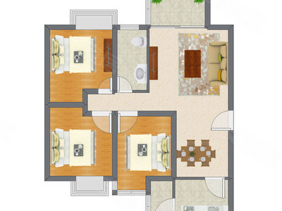 3室2厅 95.44平米