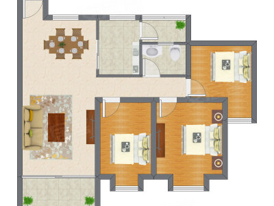 3室2厅 92.06平米