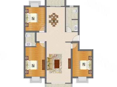 3室2厅 144.68平米户型图