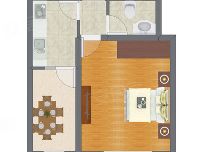 1室1厅 40.28平米