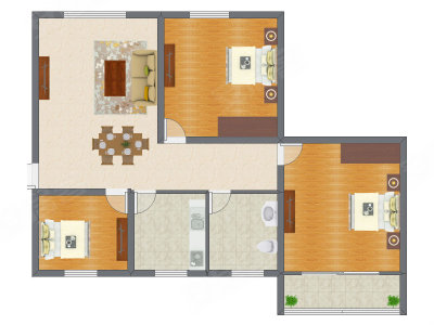 3室2厅 94.61平米户型图