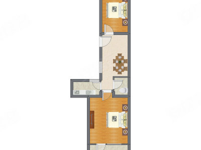 2室1厅 57.34平米