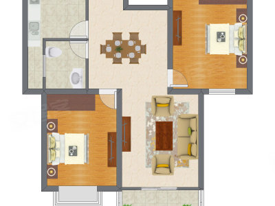 2室2厅 82.00平米户型图