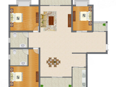 3室1厅 111.00平米