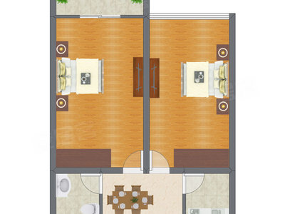 2室1厅 81.38平米户型图