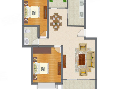 2室2厅 105.50平米户型图