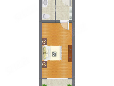 1室0厅 34.80平米