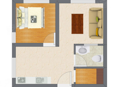 1室1厅 38.46平米户型图