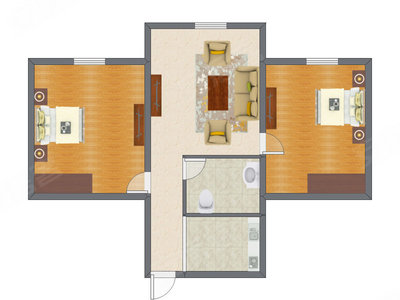 2室1厅 74.95平米